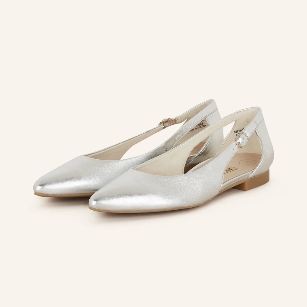 NWOT Paul Green Super Soft Silver Leather Ballet flats Size 9.5 - Picture 2 of 10